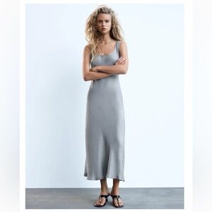 Zara Grey Satin dress New with tags size XL 0003//342/804